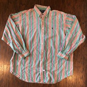Polo by RL XL Green Multicolor Stripe Button Down